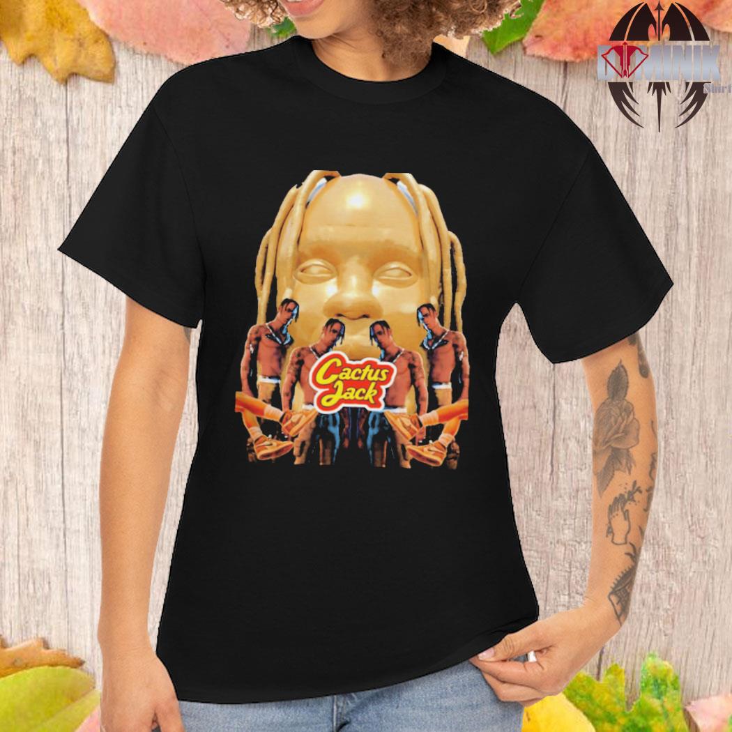 Travis Scott Cactus Jack Gold Big Face Unisex T-shirt 