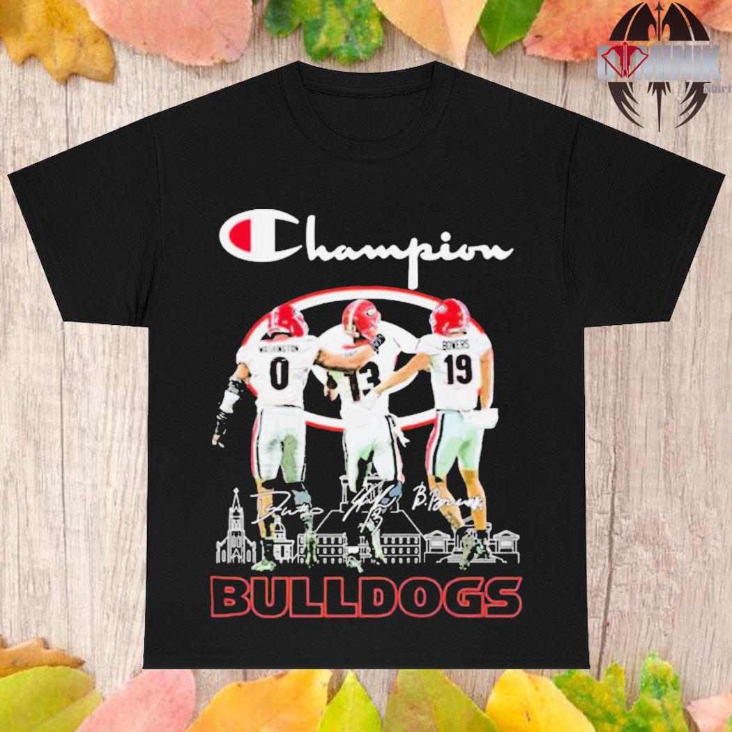 Champion Darnell Washington Stetson Bennett And Brock Bowers Georgia  Bulldogs Signatures Shirt, hoodie, sweater, long sleeve and tank top