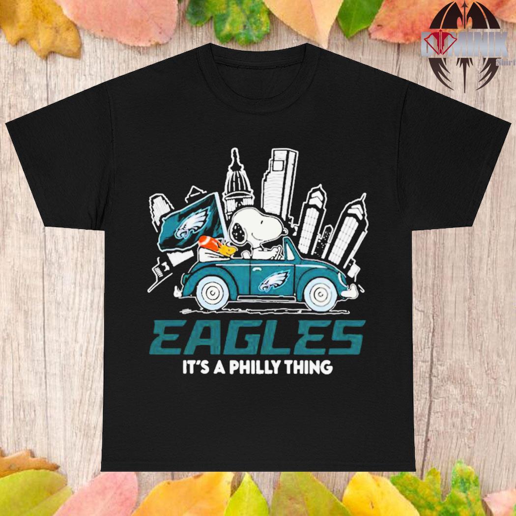 Official 2023 philadelphia eagles Snoopy and Woodstock drive car it's a philly thing men's T-shirt