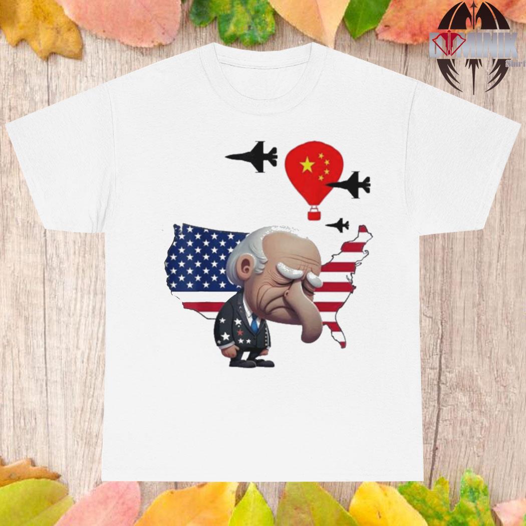Official Chinese spy balloon surveillance Joe Biden China flag T-shirt