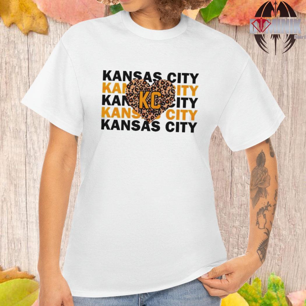 Kansas City Chiefs Football Leopard Heart Design T-Shirt, Kc Chiefs Gift  Ideas