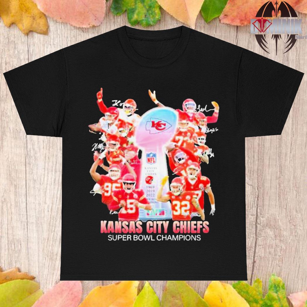 3x Super Bowl Champs Chiefs Signatures Tee, Unique Kc Chiefs Gifts