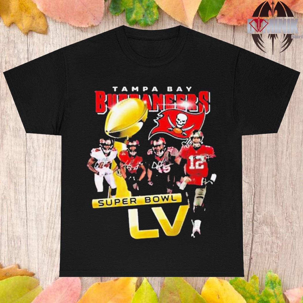 Official Tampa bay buccaneers super bowl lvI signatures T-shirt