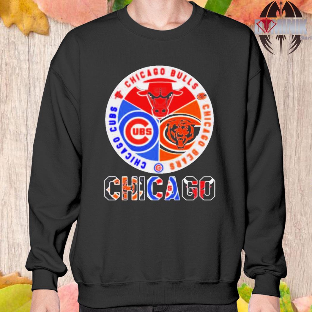 Official chicago bulls chicago bears and Chicago Cubs logo teams new design  2023 t-shirt, hoodie, sweater, long sleeve and tank top