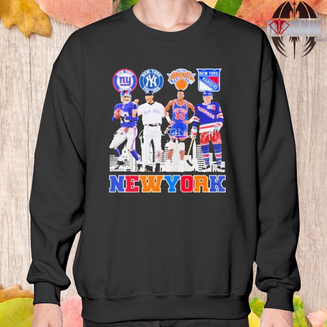 New York Giants New York Yankees New York Knicks New York Rangers City  Signature Shirt - Freedomdesign