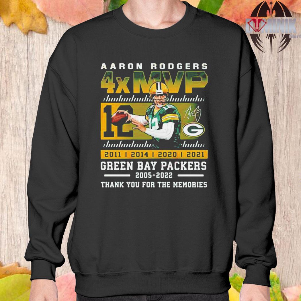 Aaron Rodgers 4xMVP Green Bay Packers 2005–2022 Thank You For The Memories  signature T-Shirt, hoodie, sweater, long sleeve and tank top