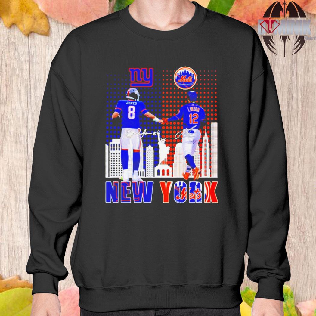 Daniel Jones - New York Giants x Francisco Lindor - New York Mets  Signatures Fan Gifts T-Shirt - Binteez