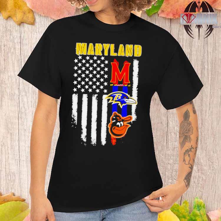 Baltimore Orioles Baltimore Ravens Maryland Terrapins logo USA flag Shirt -  Bring Your Ideas, Thoughts And Imaginations Into Reality Today