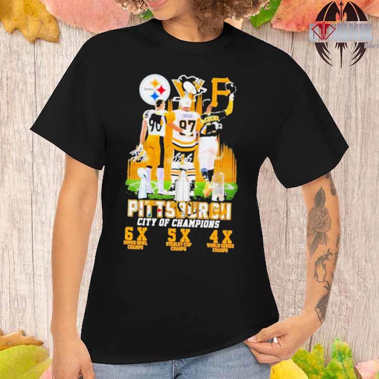 Official pittsburgh City Of Champions Steelers Penguins Pirates Shirt -  Limotees