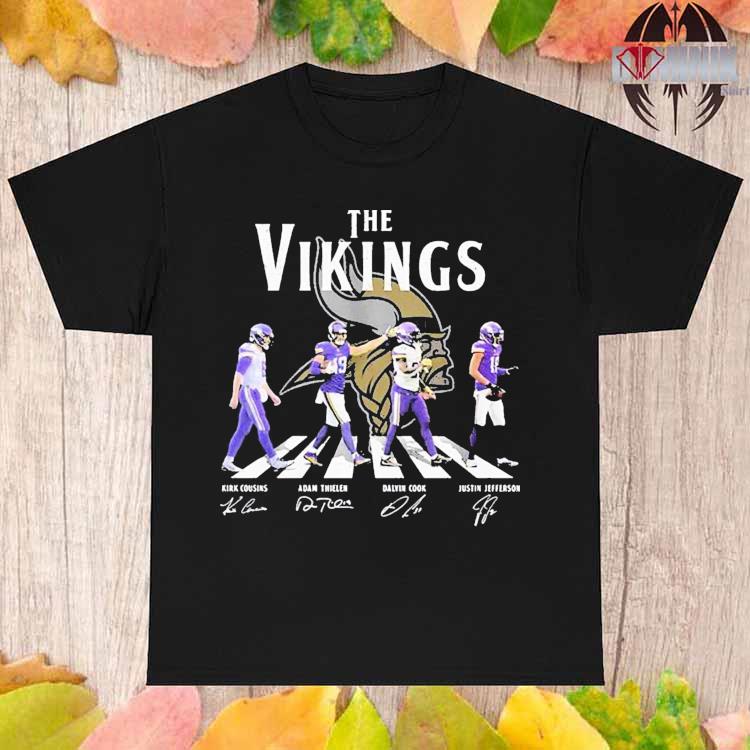 The Vingkings Abbey Road Kirk Cousins Adam Thielen Dalvin Cook And Justin  Jefferson Shirt - Shibtee Clothing