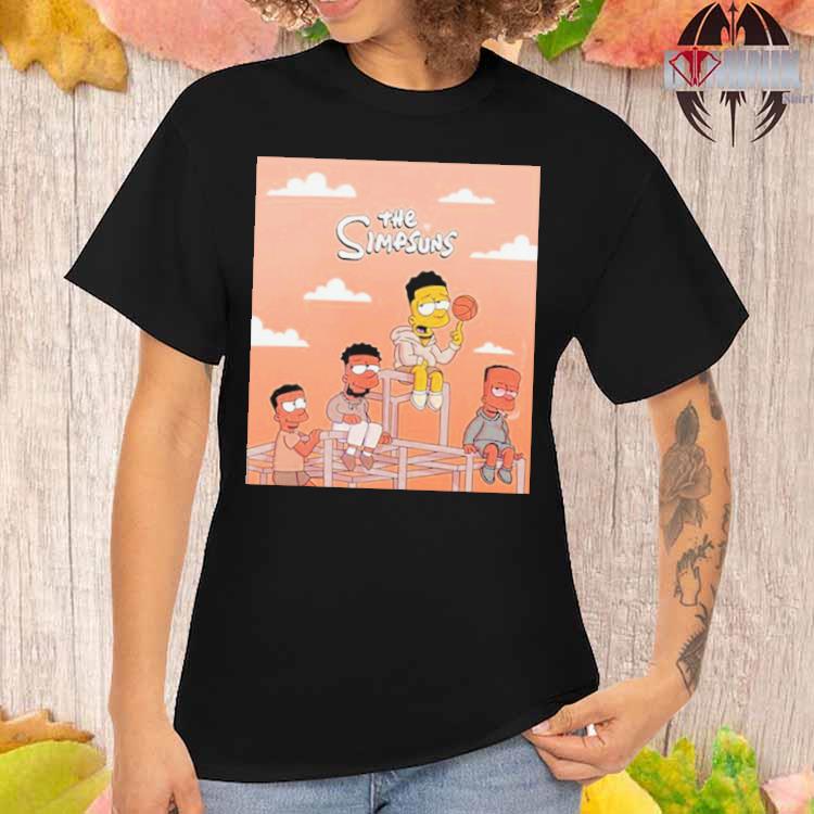 The NBA Team Phoenix Suns x The Simpsons as The Simpsuns Funny Collab T- Shirt - Binteez