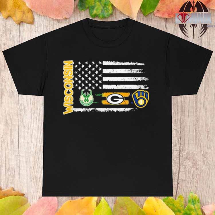 Wisconsin Sports American Flag Milwaukee Brewers x Bucks And Packers 2023  shirt, hoodie, sweater, long sleeve and tank top