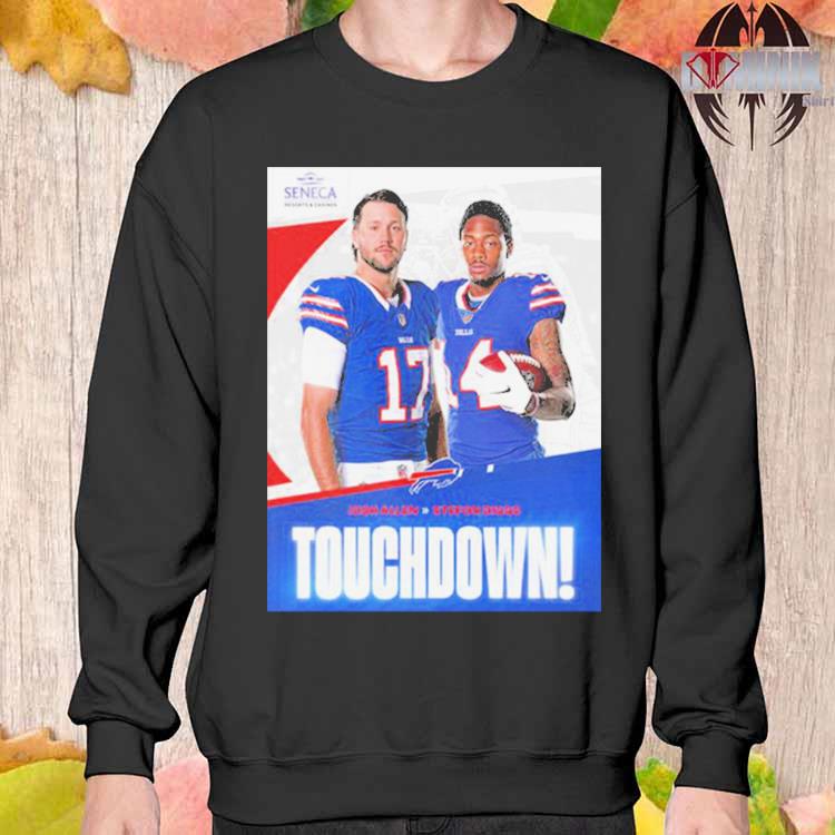 Buffalo bills vs new york jets touch down josh allen and stefon diggs nfl  2023 home decor poster shirt, hoodie, sweater, long sleeve and tank top