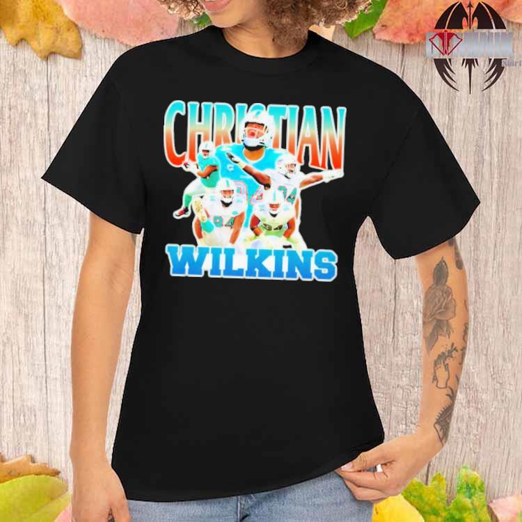 Christian Wilkins Miami Dolphins Women's Black by Midnight Mascot T-Shirt 