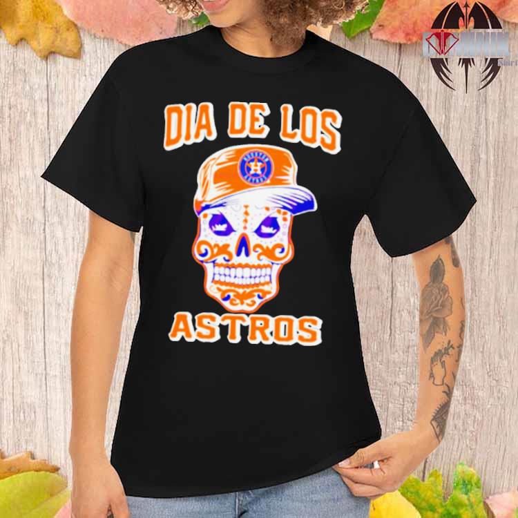 Dia De Los Astros Shirt - Astros Skull Baseball Short Sleeve Sweater