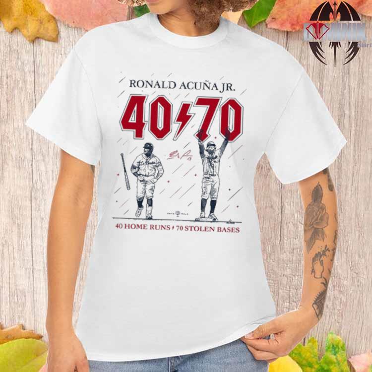 Ronald Acuña Jr 40 70 40 Home Runs 70 Stolen Bases T-shirt,Sweater, Hoodie,  And Long Sleeved, Ladies, Tank Top